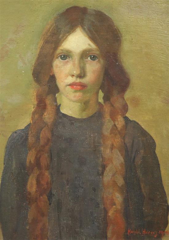 Harold Harvey (1874-1941) A Cornish Girl 13.5 x 9.75in.